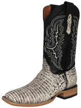 Mens Natural Western Boots Leather Teju Lizard Print Cowboy Wear Square Toe - $119.50