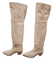 GIANVITO ROSSI Beige Suede Over the Knee Boots with Block Heel - Size 38 - $999.99