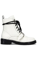 All Saints Womens Donita White Leather Boots Combat Hiking Shoes 38/7-7.... - $84.14