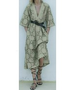 New  Zara Women&#39;s Embroidered Oversized Dress Kaftan Sage Green Small - £62.14 GBP