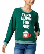 Mighty Fine DOE Juniors&#39; Turn Down for Nog Raglan Sweatshirt (Green, M) - £11.21 GBP