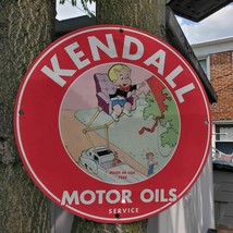 Vintage 1968 Kendall Motor Oils Service &#39;Richie Rich&#39; Porcelain Gas &amp; Oil Sign - £117.29 GBP