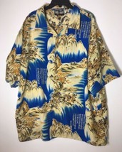 MENS 3XL SHIRT HAWAIIAN BUTTON UP FRONT Blue Yellow Gold - £38.00 GBP