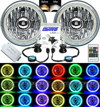 5-3/4 RF RGB SMD Multi-Color Change Halo Angel Eye Shift H4 LED Headlights Pair - £159.46 GBP