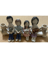 Barbara Krohn Shabbat Candle Holder Family On Bench RARE - $355.78 CAD