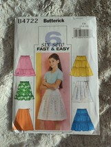 Butterick B4722 Sewing Pattern Six Girl&#39;s Skirts Size 7-8-10 Fast Easy Uncut FF - £6.74 GBP