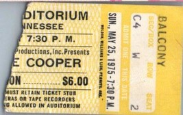 Alice Cooper Concert Ticket Stub May 25 1975 Nashville Tennessee - £35.03 GBP