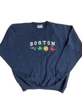 Vtg 90&#39;s Boston Sport Teams Blue Sweatshirt Men’s L Celtics Bruins Patri... - £44.44 GBP