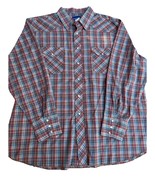 Wrangler Western Pearl Snap Shirt Mens 3XL Plaid Cowboy 2-Pocket Red Blue - $26.99 CAD