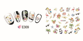Nail Art 3D Decal Stickers Summer Paradise Flip Flops Flamingo Shell Tou... - $3.09