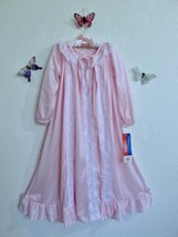 Vintage NWT Her Majesty Girl&#39;s 4T Nylon Long Robe &amp; Gown Set Pink Lace Ruffles - £37.22 GBP