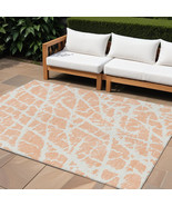 10&#39; X 14&#39; Peach and Ivory Abstract Washable Non Skid Indoor Outdoor Area... - $810.99