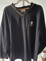 Vintage Pittsburgh Steelers V-neck Sweatshirt Black 3XL Fleece Lined Soft! - £14.65 GBP