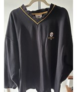 Vintage Pittsburgh Steelers V-neck Sweatshirt Black 3XL Fleece Lined Soft! - £14.97 GBP
