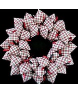 Red, Black on White Scottie Tartan Plaid Handmade Wreath Decor Winter Gi... - €43,56 EUR