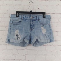 Old Navy Shorts Womens 8 Blue Boyfriend Distressed Mid Rise Cuffed Casual - $17.88