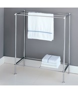 Chrome Floor Towel Rack Stand Metal Storage Bathroom Bath Shelf Display ... - £94.98 GBP