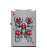 Zippo Lighter - Monkeys 5 of Hearts Brushed Chrome - 853684 - £21.60 GBP