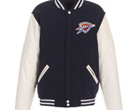 NBA Oklahoma City Thunder Reversible Fleece Jacket PVC Sleeves Patches L... - £97.42 GBP