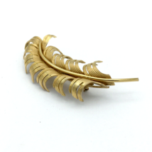 ESTATE vintage gold-tone feather brooch - huge 3.75&quot; quill coat pin - £19.81 GBP