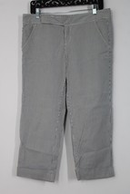 Vince 8 Blue White Stripe Cotton Stretch Straight Leg Cuffed Crop Pants - £29.88 GBP