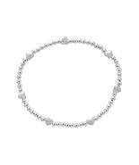 Silver Hearts and Balls 925 Silver Stretch Bracelet - £18.71 GBP