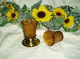 Homco Diamond Amber Votive Cups Home Interiors &amp; Gifts - $8.00