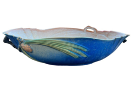 Vintage Roseville Pine Cone Blue Art Pottery Ceramic Console Bowl 323-15 - £96.36 GBP