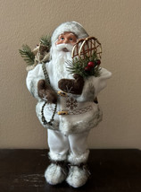 Santa Claus Wearing A Warm Fur Coat Holding A Jute Gift Bag - $34.97