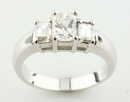 Authenticity Guarantee 
18k White Gold Three-Stone Princess and Emerald ... - £3,215.17 GBP