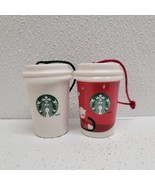 2 Starbucks Holiday Coffee Cup Ceramic Ornaments 2011  - $20.22 CAD