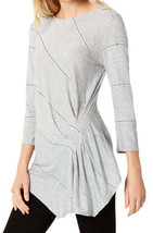 Vince Camuto Womens Striped Handkerchief hem Top Size Large Color Gray Heather - £54.43 GBP
