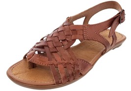 Womens Mexican Huarache Sandal All Real Leather Buckle Woven Style Cogna... - $654.58 MXN