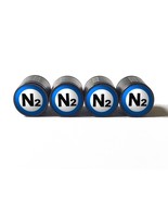 Blue N2 Nitrogen Tire Valve Stem Caps - Black Aluminum - Type 2 - £12.50 GBP