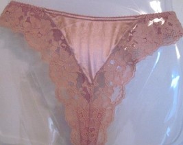 Victoria&#39;s Secret Satin Lace Thong Panty XS/S Rose New - £39.04 GBP