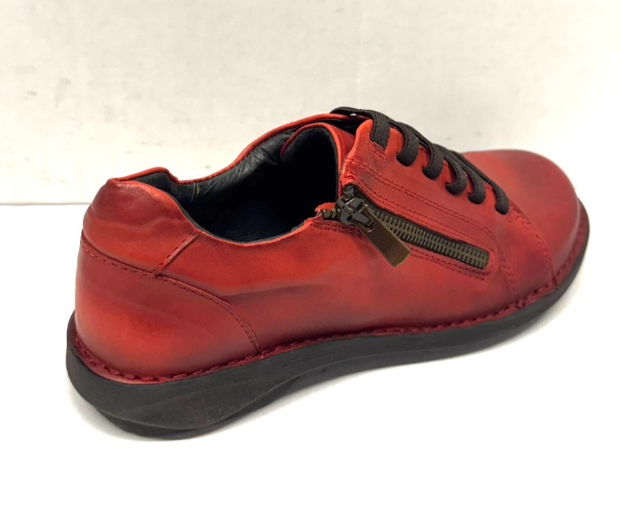MIZ MOOZ WOMEN'S BUTTERY LEATHER SNEAKER LOOK SIDE ZIP RED  37EU / 7US  X-65 Item image 3