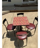 ART DECO STYLE TABLE 24 x 30 &amp; 4 Chairs (MTS) metal with burgundy padded... - $10,275.12 MXN