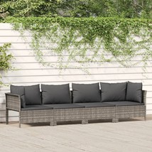 4 Piece Patio Lounge Set with Cushions Gray Poly Rattan - $8,017.72 MXN