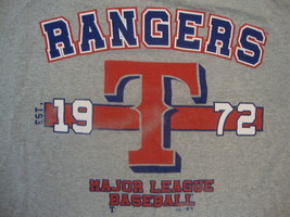 MLB Texas Rangers Major League Baseball Fan Distressed Classic Gray T Sh... - $14.84
