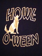 Halloween Howl-O-Ween Lone Wolf Holiday October 31st Shinny Black T Shirt M l - £11.86 GBP