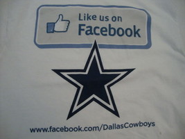 NFL Dallas Cowboys Football Facebook Promotional White T Shirt M - £9.48 GBP