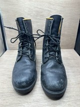 Vintage Knapp Men’s 8.5 Black Leather  Military Combat Work Boots Waterproof - £39.51 GBP