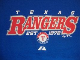 MLB Texas Rangers Major League Baseball Fan Blue Sports T Shirt L - £11.66 GBP