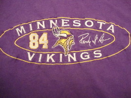 NFL Minnesota Vikings Randy Moss 84 Signature Stitched logo Purple T Shirt XL - £11.86 GBP