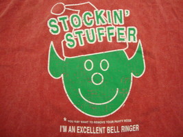 Christmas Elf Stocking Stuffer Bell Ringer festive holiday funny red T Shirt XL - £11.89 GBP