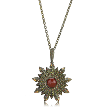 LO4219 - Antique Copper Brass Necklace with Synthetic Onyx in Red Series - $89.02 CAD
