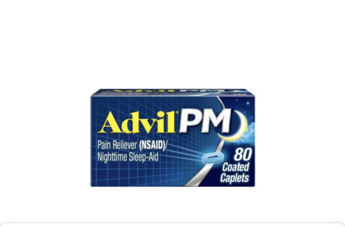 Advil PM Coated Caplets 200 MG Capsule 80 Count Pain Reliever ( NSAID) Sleep-Aid - £6.79 GBP