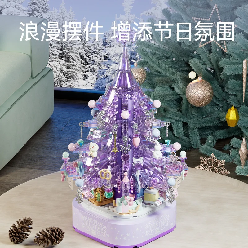 SEMBO Purple Dream Crystal Christmas Tree Music Box Girl Assembling Gift Toy&#39;s - £46.62 GBP+