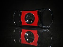 Brizard and Co Black Python Pattern and Red Leather cigar V cutter image 6
