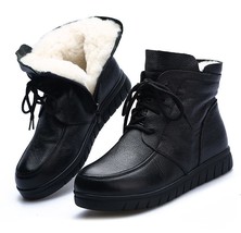 -30℃   warm Cow Leather ankle boots women winter Leather Flat platform botas 202 - £62.11 GBP